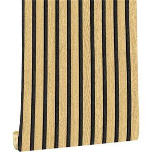 Wood Grating Wallpaper Stripe Grain Natural Wooden Slats Peel Stick Paper